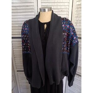 Vintage Las Manos Handwovens Embroidered Open Front Jacket Guatemalan Made